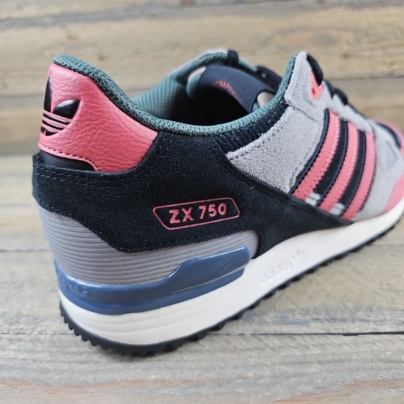 adidas ZX 750 Originals Men's Retro Shoes Black/Wonder Red/Grey - Picture 10 of 11